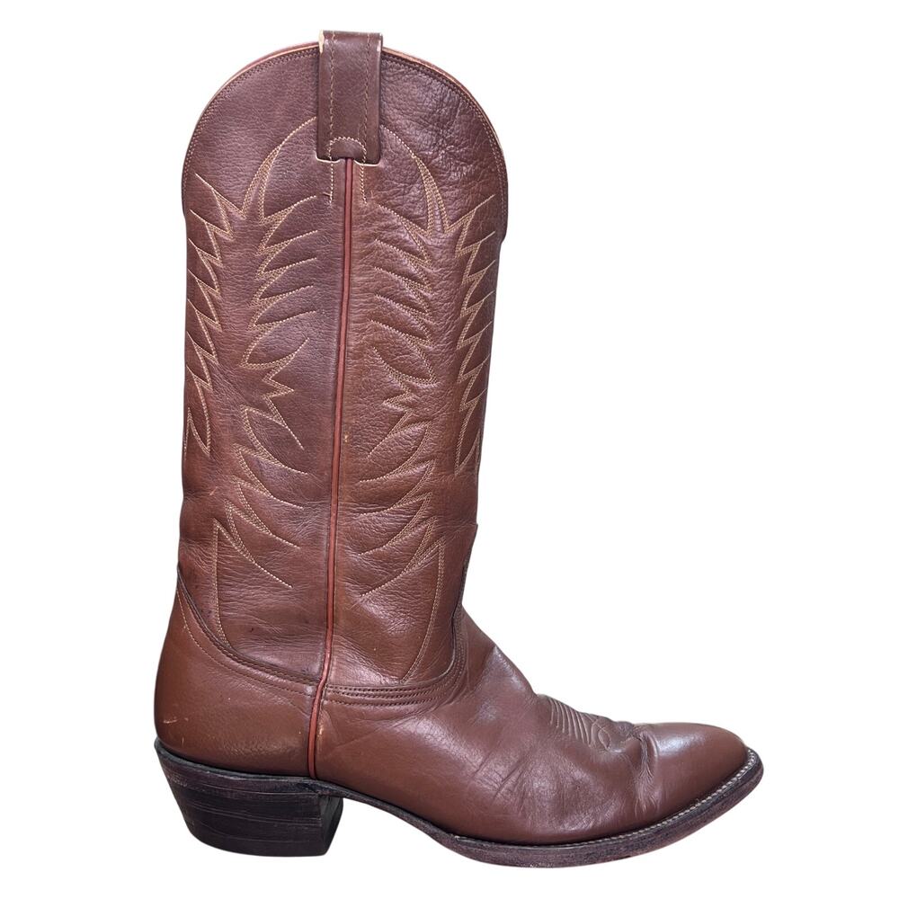 Vintage Nocona Men's Brown Leather Cowboy Boots Size 9.5 D